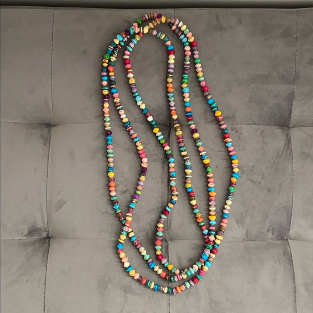 Noonday multicolor paper bead necklace